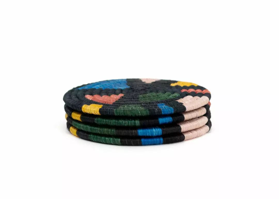 KAZI Black + Neon Mosaic Coasters Home Goods 2 KAZI Black + Neon Mosaic Coasters Home Goods
