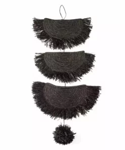 KAZI Home Goods Black Raffia Parade Mobile
