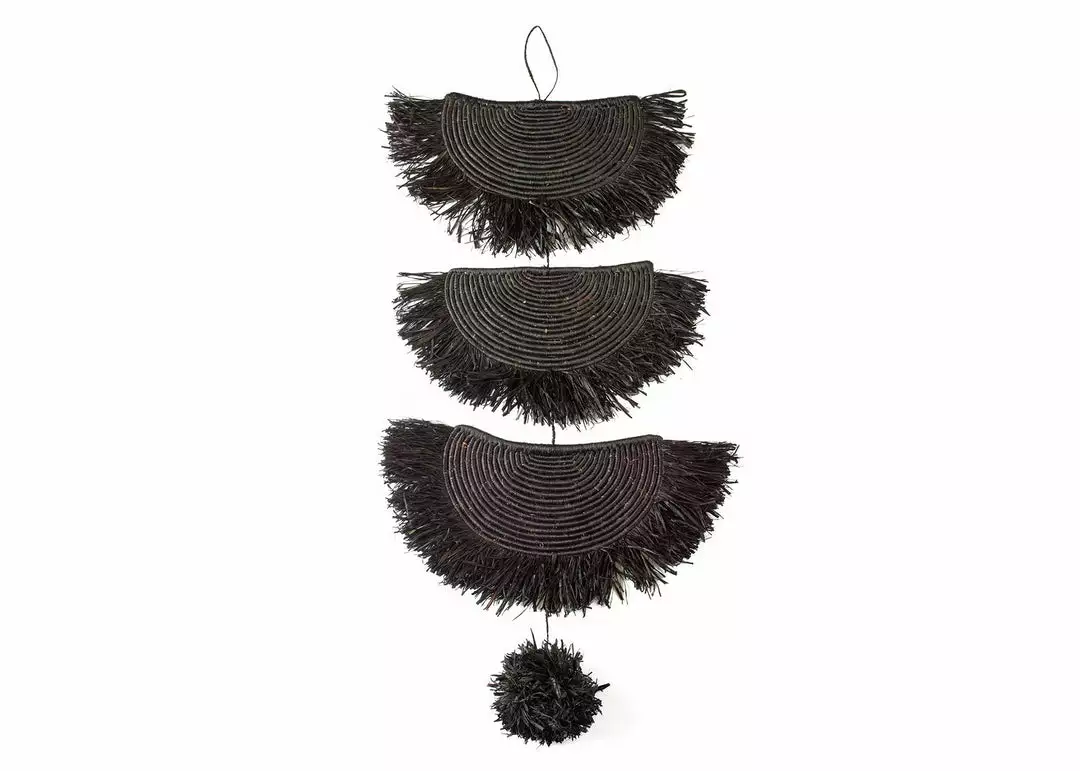KAZI Home Goods Black Raffia Parade Mobile 1 KAZI Home Goods Black Raffia Parade Mobile