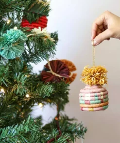 KAZI Best Sellers Blossom Pom Pom Basket Ornament