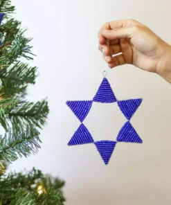 KAZI Medium Blue Beaded Star Ornament
