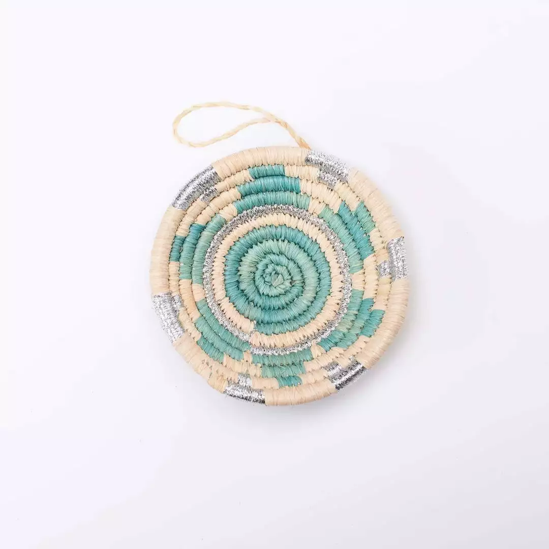 KAZI Blue + Silver Metallic Basket Ornament 1 KAZI Blue + Silver Metallic Basket Ornament