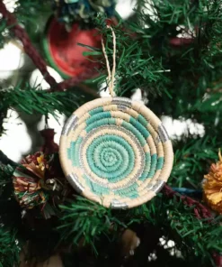 KAZI Blue + Silver Metallic Basket Ornament