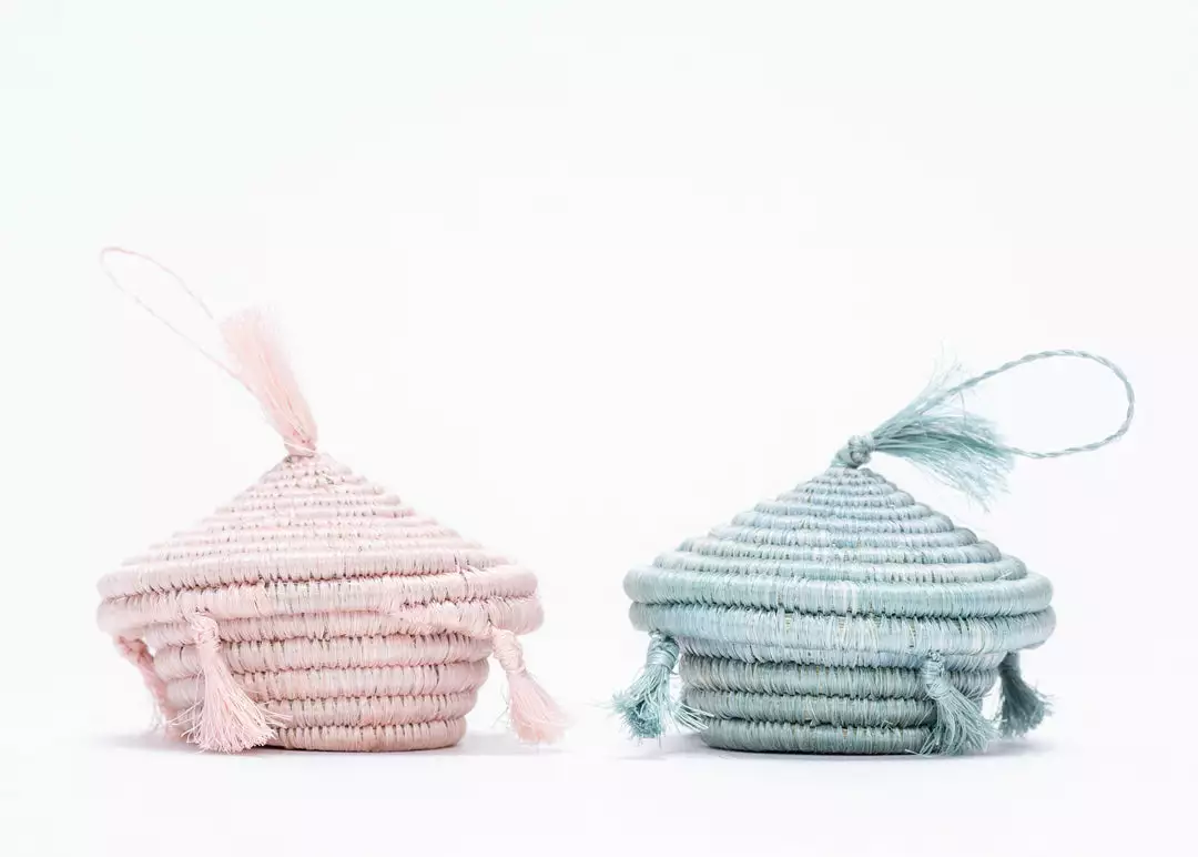 KAZI Blush Tasseled Box Ornament Fair Trade 3 KAZI Blush Tasseled Box Ornament Fair Trade