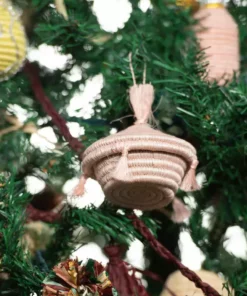 KAZI Blush Tasseled Box Ornament Fair Trade