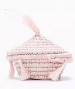 KAZI Blush Tasseled Box Ornament Fair Trade