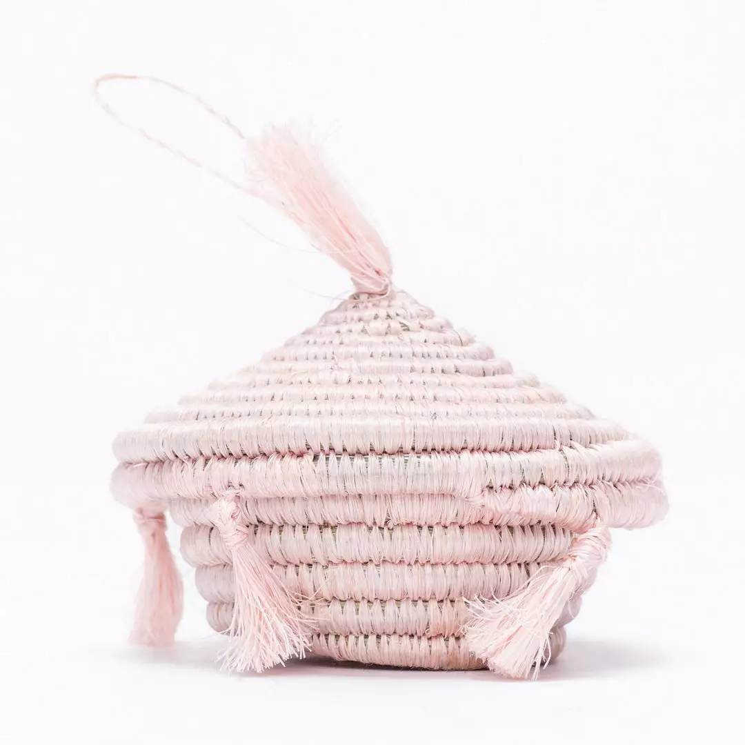 KAZI Blush Tasseled Box Ornament Fair Trade 1 KAZI Blush Tasseled Box Ornament Fair Trade