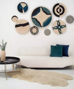 KAZI Cool Color Blocked Jumbo Raffia Wall Plate Home Goods