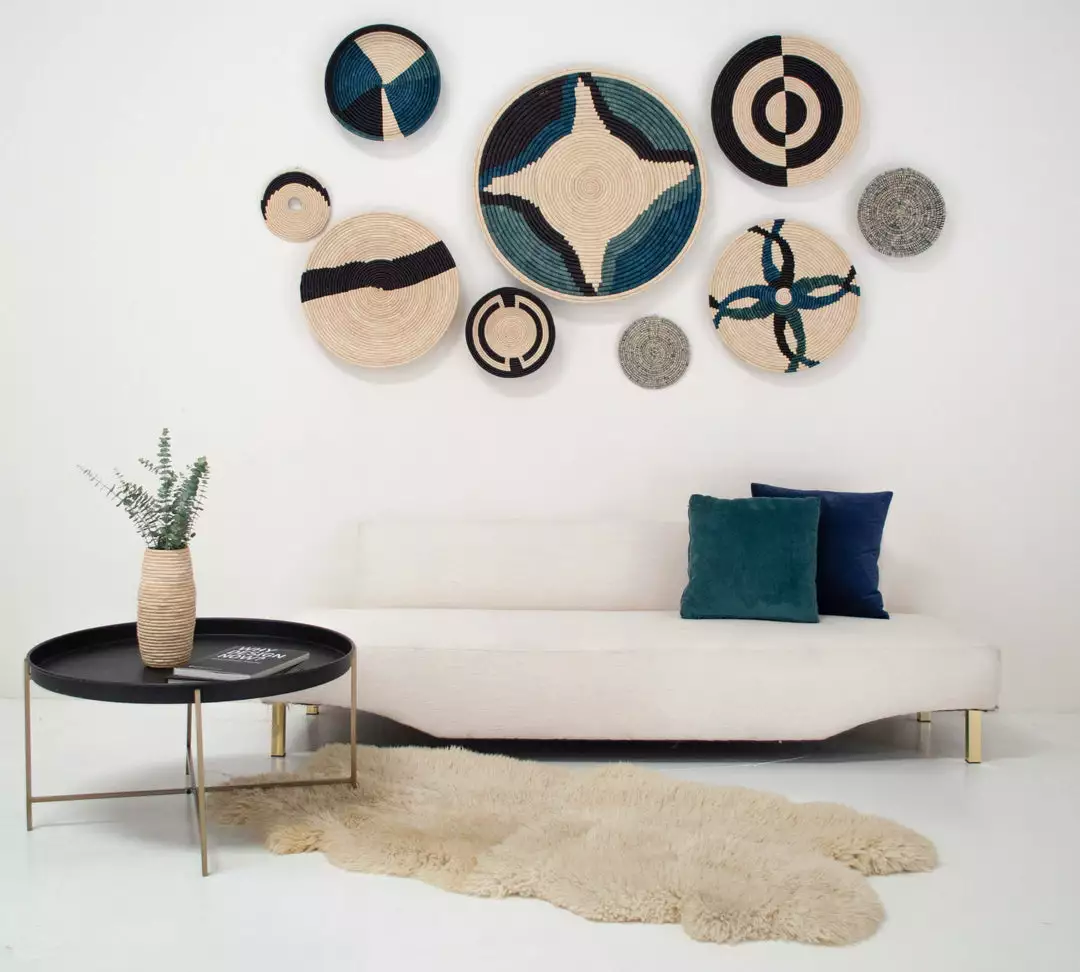 KAZI Cool Color Blocked Jumbo Raffia Wall Plate Home Goods 2 KAZI Cool Color Blocked Jumbo Raffia Wall Plate Home Goods