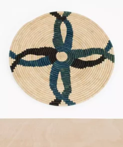 KAZI Home Goods Cool Color Blocked Large Raffia Wall Plate