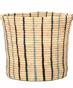 KAZI Cool Striped Raffia Floor Storage Basket