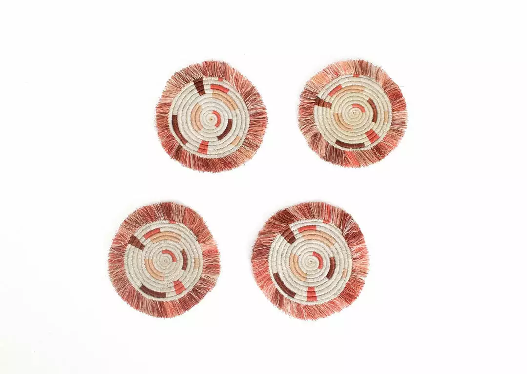 KAZI Coral Geo Fringed Coasters 1 KAZI Coral Geo Fringed Coasters
