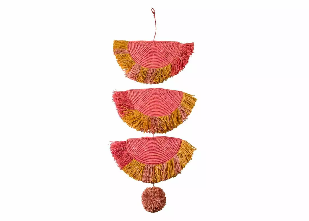 KAZI Home Goods Coral Sunset Raffia Parade Mobile 1 KAZI Home Goods Coral Sunset Raffia Parade Mobile