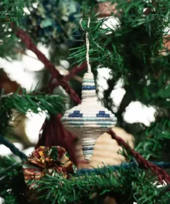 KAZI Fair Trade Diamond Shaped Blue Metallic Ornament