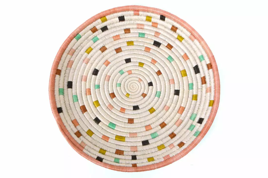 KAZI Dotted Peach Circular Tray Home Goods 1 KAZI Dotted Peach Circular Tray Home Goods