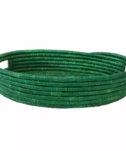 KAZI Evergreen Raffia Oval Tray Home Goods