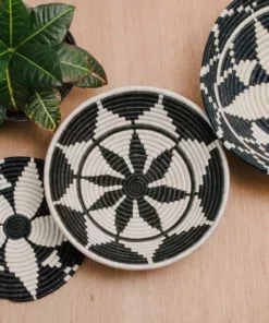 KAZI Extra Large Black + White Kwizera Wall Basket Home Goods
