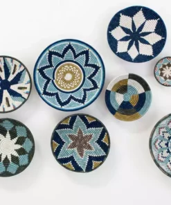 KAZI Home Goods Extra Large Metallic + Silver Blue Akagera Basket