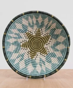 KAZI Extra Large Silver Blue Intore Wall Basket