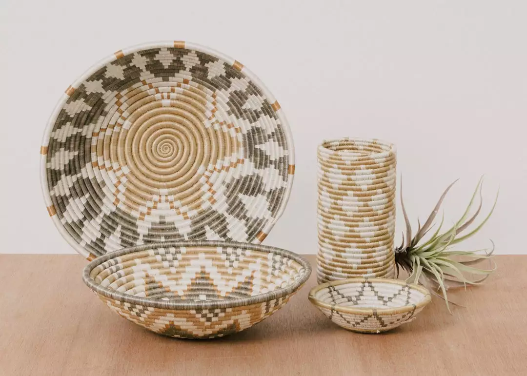 KAZI Extra Large Soft Gold Intore Wall Basket 3 KAZI Extra Large Soft Gold Intore Wall Basket