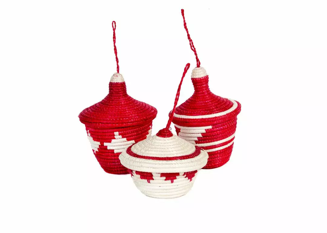 KAZI Fair Trade Fiery Red Ikonji Ornament Set 2 KAZI Fair Trade Fiery Red Ikonji Ornament Set