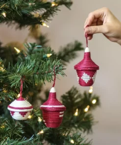 KAZI Fair Trade Fiery Red Ikonji Ornament Set 5 KAZI Fair Trade Fiery Red Ikonji Ornament Set