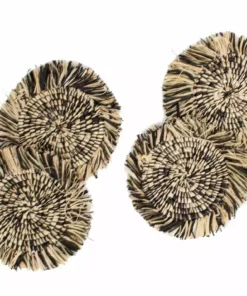 KAZI Fringed Black Coaster Set