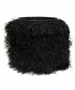 KAZI Fringed Black Stool Furniture