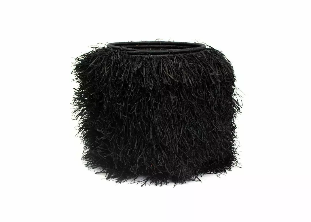 KAZI Fringed Black Stool Furniture 1 KAZI Fringed Black Stool Furniture