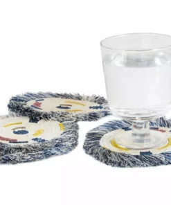 KAZI Fringed Blue Night Festival Geo Coaster Set