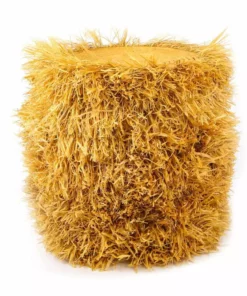 KAZI Fringed Mustard Stool With Frame