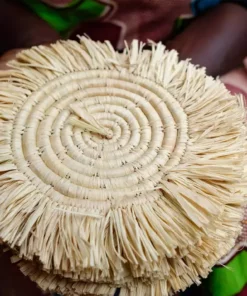 KAZI Office Accessories Fringed Natural Drink Oversized Coaster Set