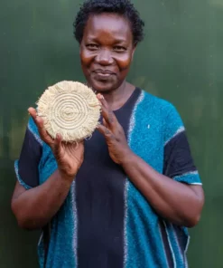 KAZI Office Accessories Fringed Natural Drink Oversized Coaster Set