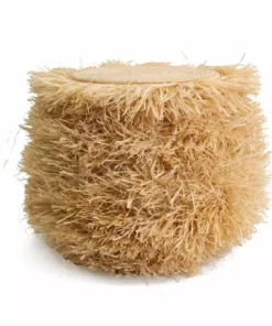 KAZI Home Goods Fringed Natural Stool With Frame