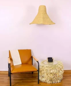 KAZI Home Goods Fringed Natural Stool With Frame