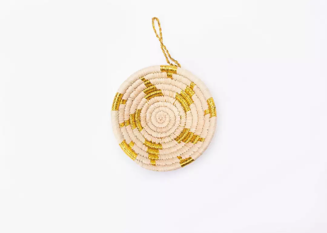KAZI Fair Trade Gold Metallic Basket Ornament 1 KAZI Fair Trade Gold Metallic Basket Ornament