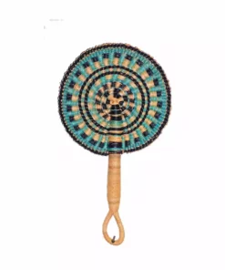 KAZI Gray Green Round Hand Fan