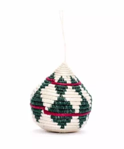 KAZI Fair Trade Green + Red Bulb Ornament