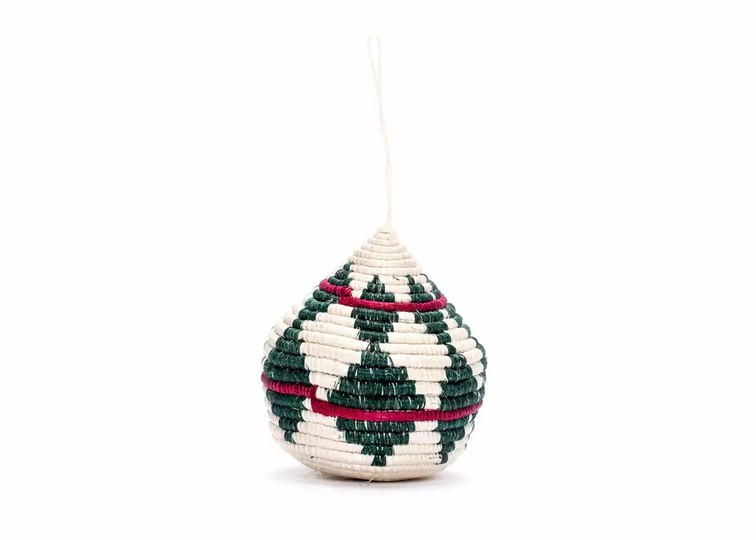 KAZI Fair Trade Green + Red Bulb Ornament 1 KAZI Fair Trade Green + Red Bulb Ornament