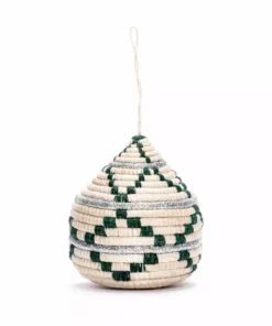 KAZI Fair Trade Green + Silver Bulb Ornament