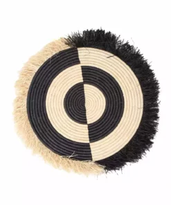 KAZI Half Bullseye Fringed Black Wall Disc Home Goods