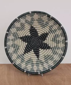 KAZI Large Metallic Silver Gray Intore Wall Bowl