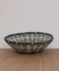 KAZI Large Metallic Silver Gray Intore Wall Bowl