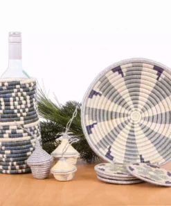 KAZI Metallic Gray Hope Oversized Coaster Set