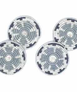 KAZI Metallic Gray Hope Oversized Coaster Set