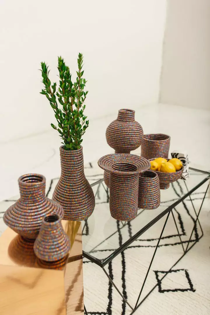 KAZI Home Goods Metallic Prism Short Tapered Vase 2 KAZI Home Goods Metallic Prism Short Tapered Vase