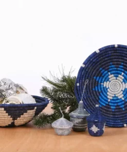 KAZI Metallic Silver + Blue Night Ornament Set Fair Trade 6 KAZI Metallic Silver + Blue Night Ornament Set Fair Trade