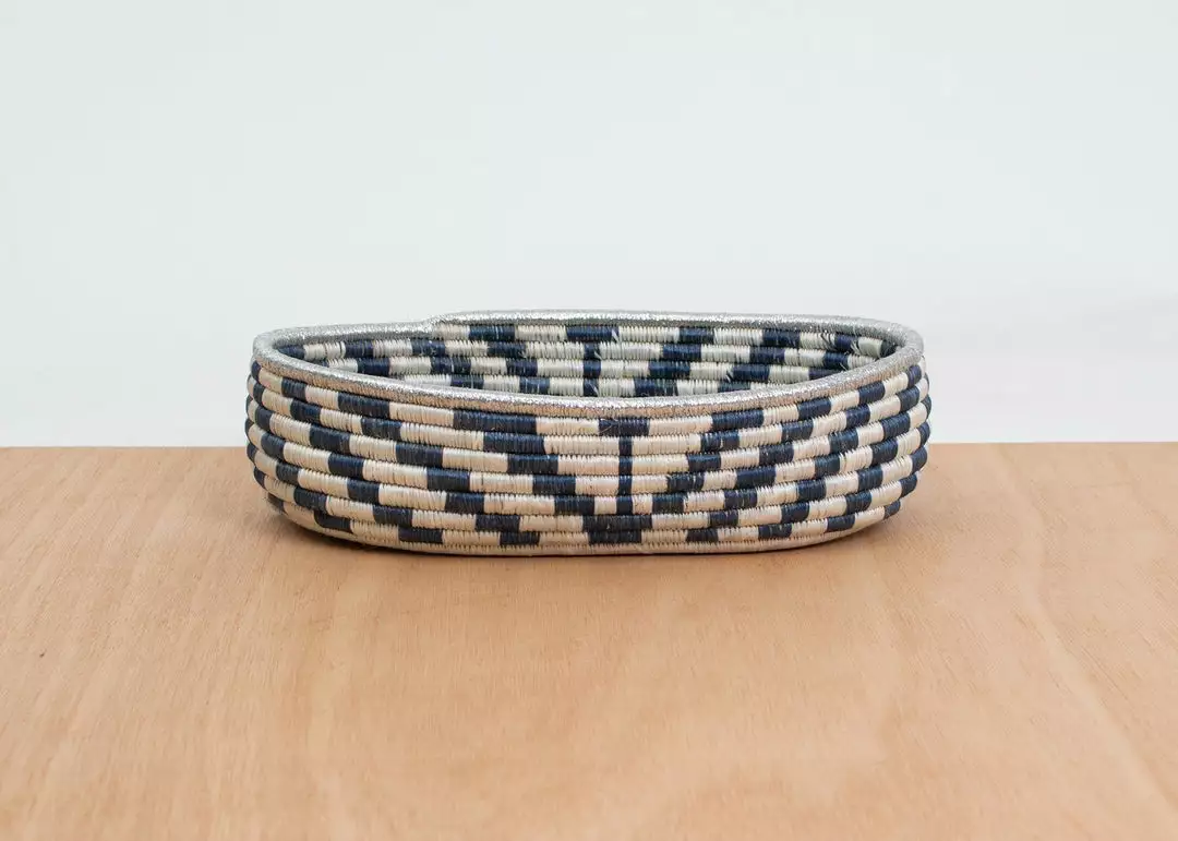 KAZI Metallic Silver Oval Basket 1 KAZI Metallic Silver Oval Basket