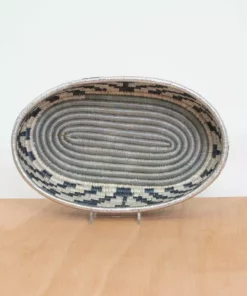 KAZI Metallic Silver Oval Basket