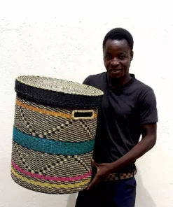 KAZI Multicolor Patterned Hamper Basket